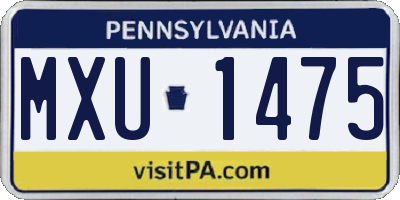 PA license plate MXU1475