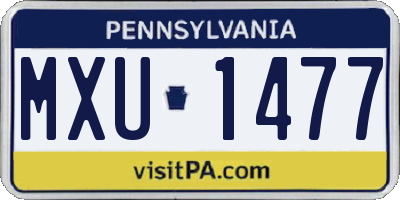 PA license plate MXU1477