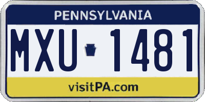 PA license plate MXU1481