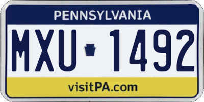 PA license plate MXU1492