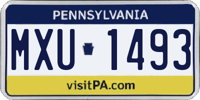 PA license plate MXU1493