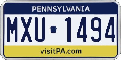 PA license plate MXU1494