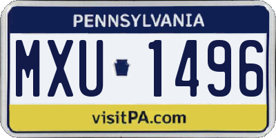 PA license plate MXU1496
