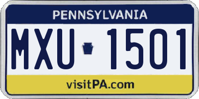 PA license plate MXU1501