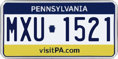 PA license plate MXU1521