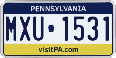 PA license plate MXU1531