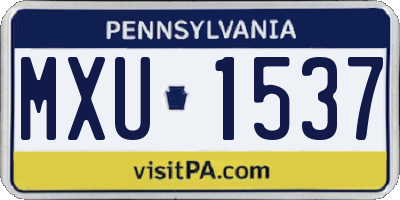 PA license plate MXU1537