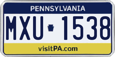 PA license plate MXU1538