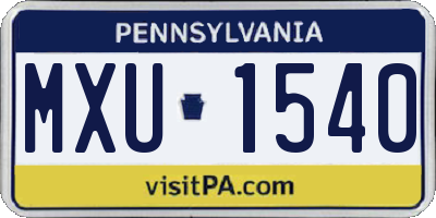 PA license plate MXU1540