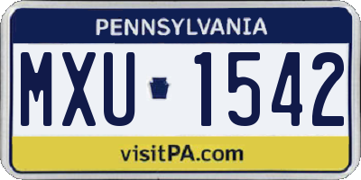 PA license plate MXU1542