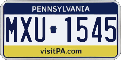 PA license plate MXU1545