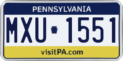 PA license plate MXU1551