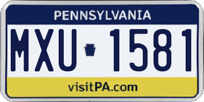 PA license plate MXU1581