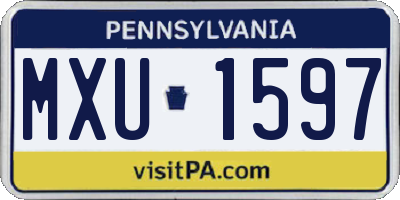 PA license plate MXU1597