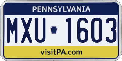 PA license plate MXU1603