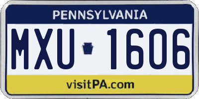 PA license plate MXU1606