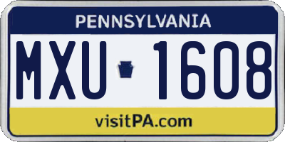 PA license plate MXU1608
