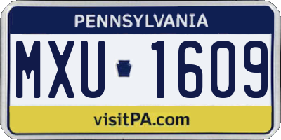 PA license plate MXU1609