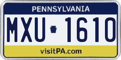 PA license plate MXU1610