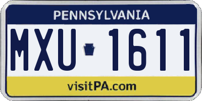 PA license plate MXU1611