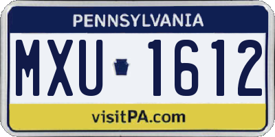 PA license plate MXU1612