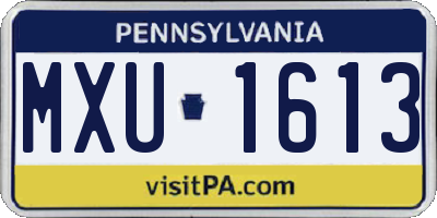 PA license plate MXU1613