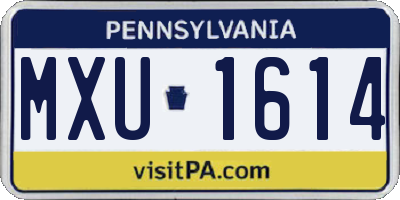 PA license plate MXU1614