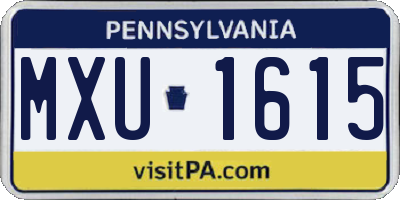 PA license plate MXU1615