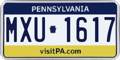 PA license plate MXU1617