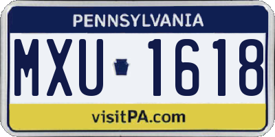 PA license plate MXU1618