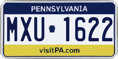 PA license plate MXU1622