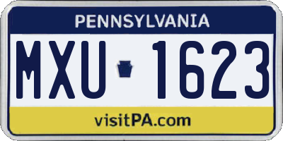 PA license plate MXU1623