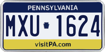 PA license plate MXU1624