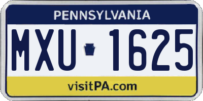 PA license plate MXU1625