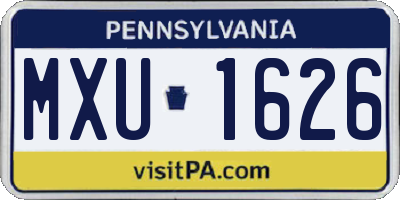 PA license plate MXU1626