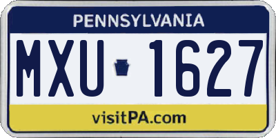 PA license plate MXU1627