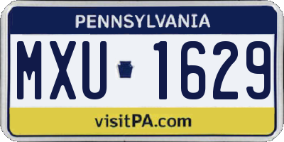 PA license plate MXU1629