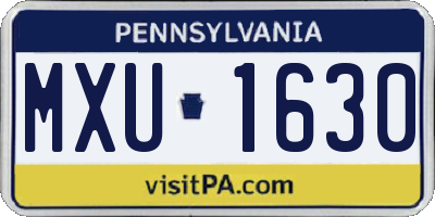 PA license plate MXU1630