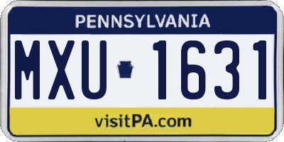 PA license plate MXU1631