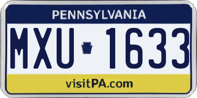 PA license plate MXU1633