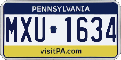 PA license plate MXU1634