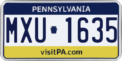 PA license plate MXU1635