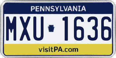 PA license plate MXU1636