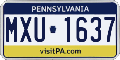PA license plate MXU1637