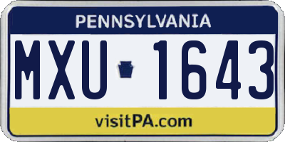 PA license plate MXU1643
