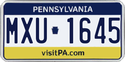 PA license plate MXU1645