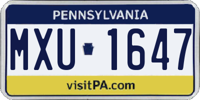 PA license plate MXU1647