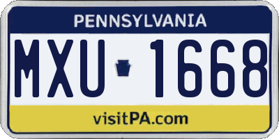 PA license plate MXU1668