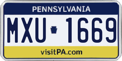 PA license plate MXU1669
