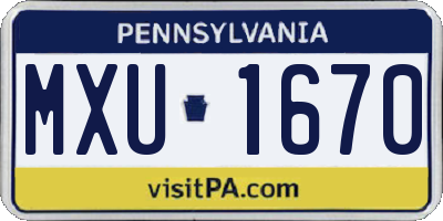 PA license plate MXU1670